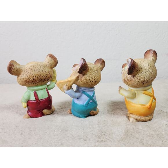 Homco Harvest Mice in Overalls Corn Carrot Cheese Figurines Ceramic 3 1/2" Vtg - Picture 7 of 15